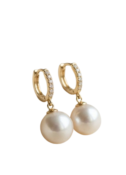 Luxury classic Crystal Huggie Pearl Drop Earrings