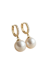Luxury classic Crystal Huggie Pearl Drop Earrings