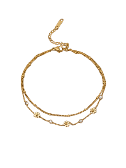 Daisy & Crystal Double-Layer Bracelet