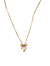 Elegant Bow Pearl Pendant Necklace