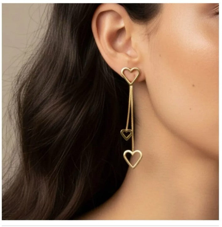 Triple Heart Cascade Earrings