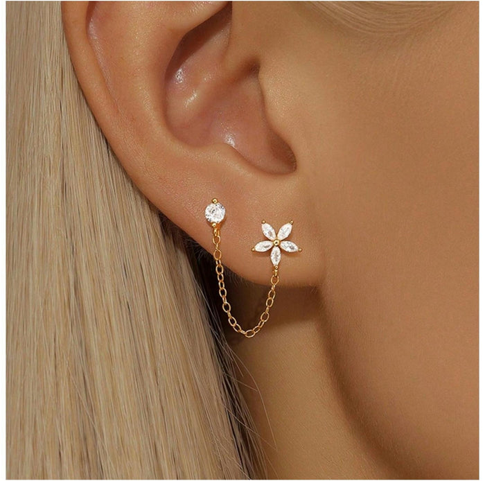 Amour Floral chain stud earrings