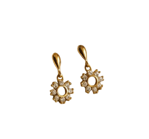 Floral halo drop earrings