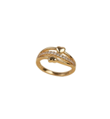 Gold heart crystal crossover ring