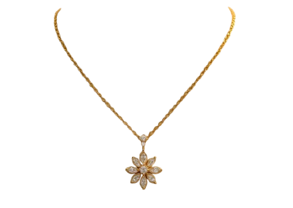 Golden Bloom Crystal Pendant Necklace